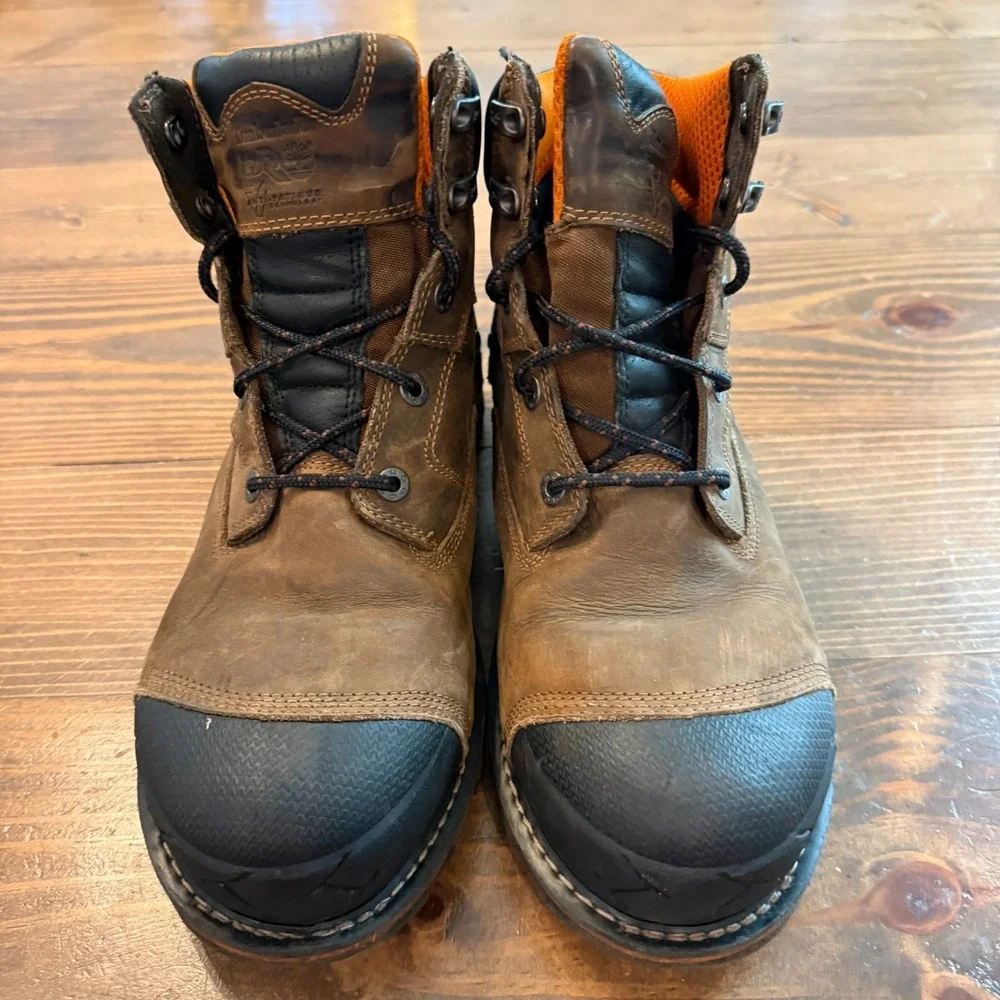 Timberland Pro Boots Men Size 9.5‎ Boondock Composite Toe Work Brown Leather